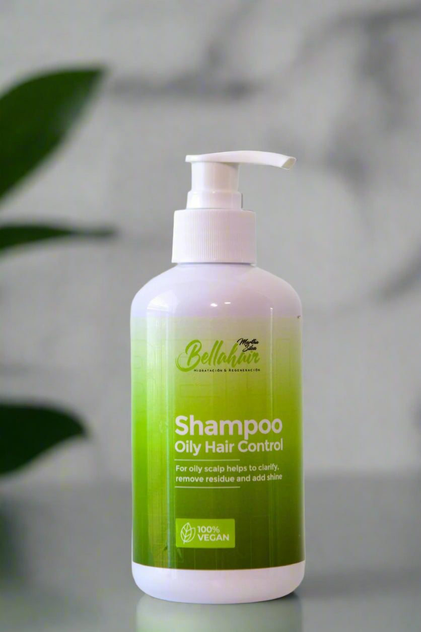 Bottle of shampoo for oily hair control 
